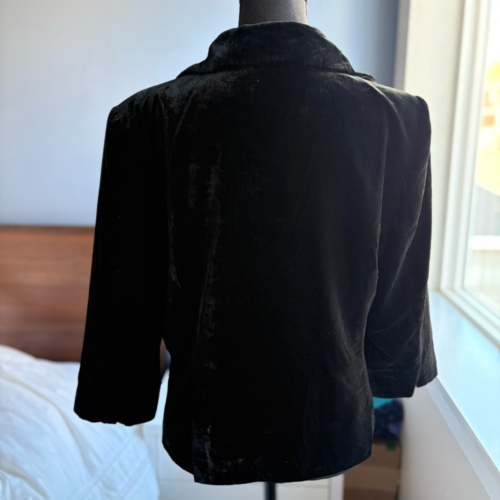 Nicole by Nicole Miller Vintage 3/4 Sleeve Black Velvet 1-Button Blazer Holiday - Picture 6 of 16
